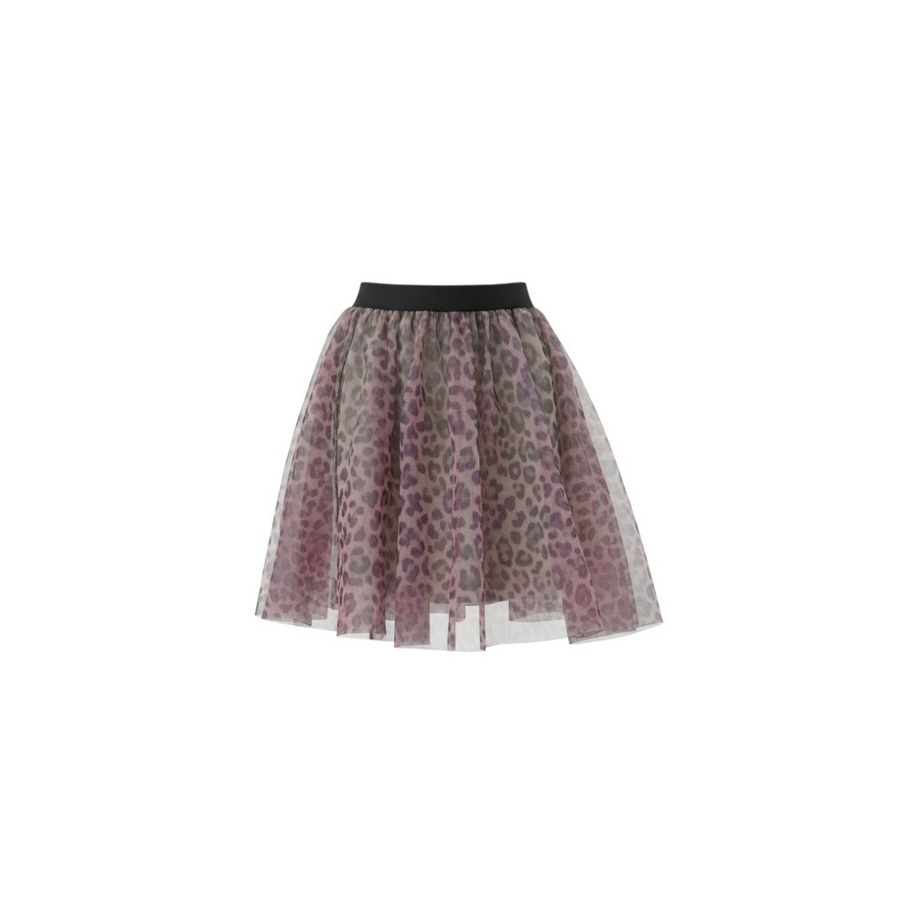 Freckles Mesh Skirt Womens M Purple Leopard Print Elastic Waist Flared Tulle